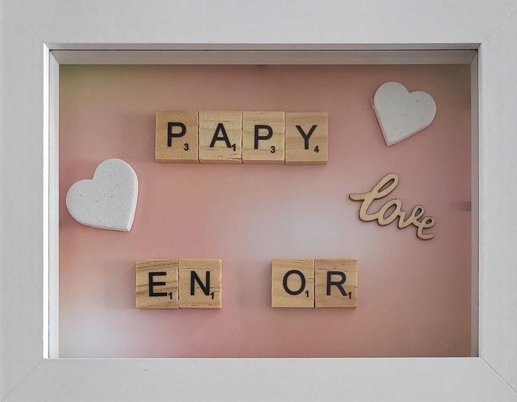 Cadre Scrabble Mamy/Papy en Or Petit