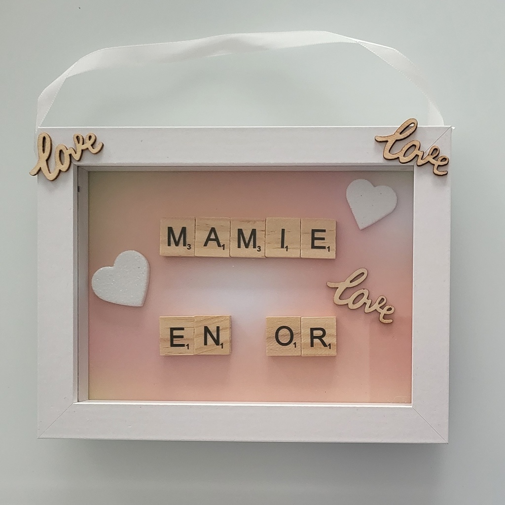 Cadre Scrabble Mamy/Papy en Or Petit