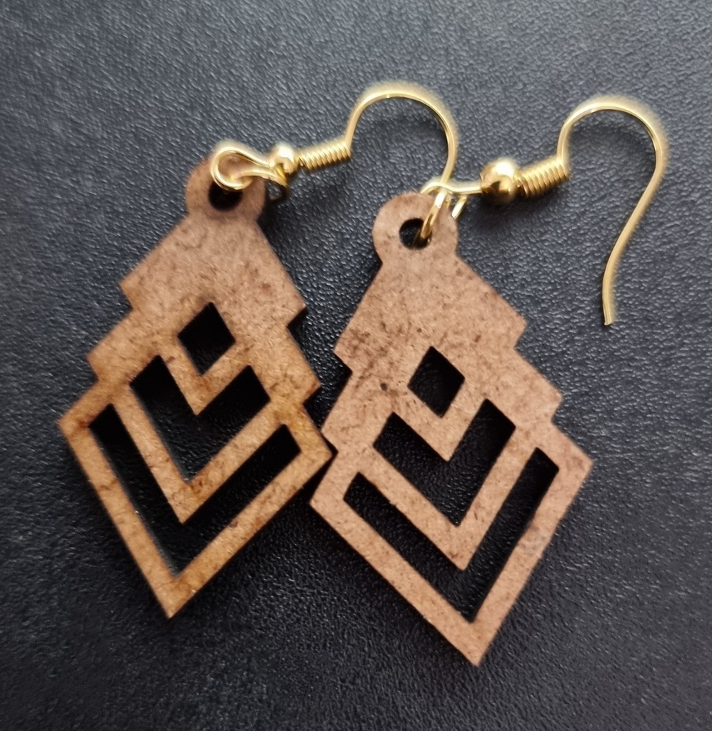 Boucles d'oreilles en bois de marqueterie