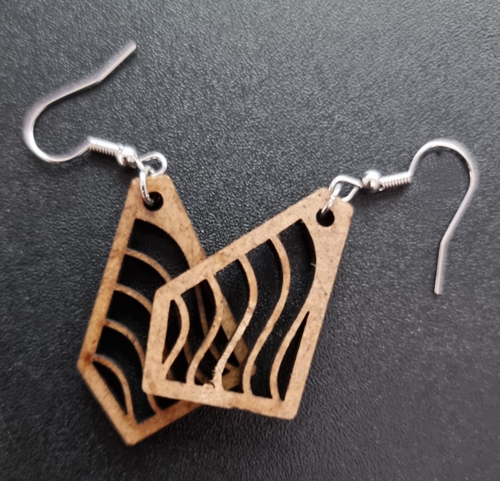 Boucles d'oreilles en bois de marqueterie