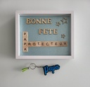 PACK FETE DES PERES Cadre Scrabble Bonne fête PAPA + porte-clé en plexy