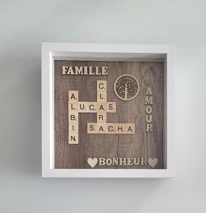 Cadre Scrabble Famille 4 prénoms