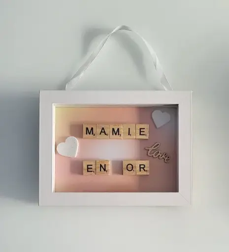 Cadre Scrabble Mamy/Papy en Or Petit