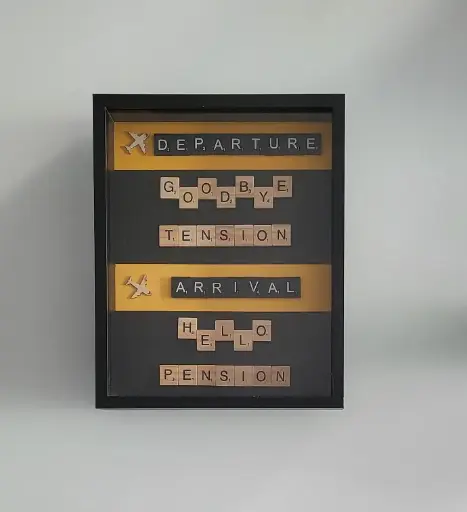 Cadre Scrabble (Rectangle) Diplôme Hello Pension Bicolore