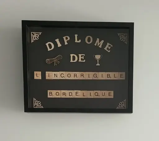 Cadre Scrabble (Rectangle) Diplome de l'Incorrigible Bordelique